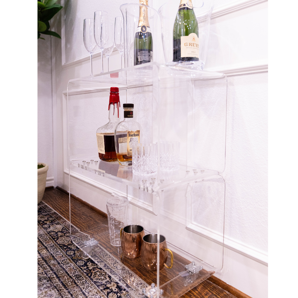 Clarté Acrylic Rolling Bar Cart