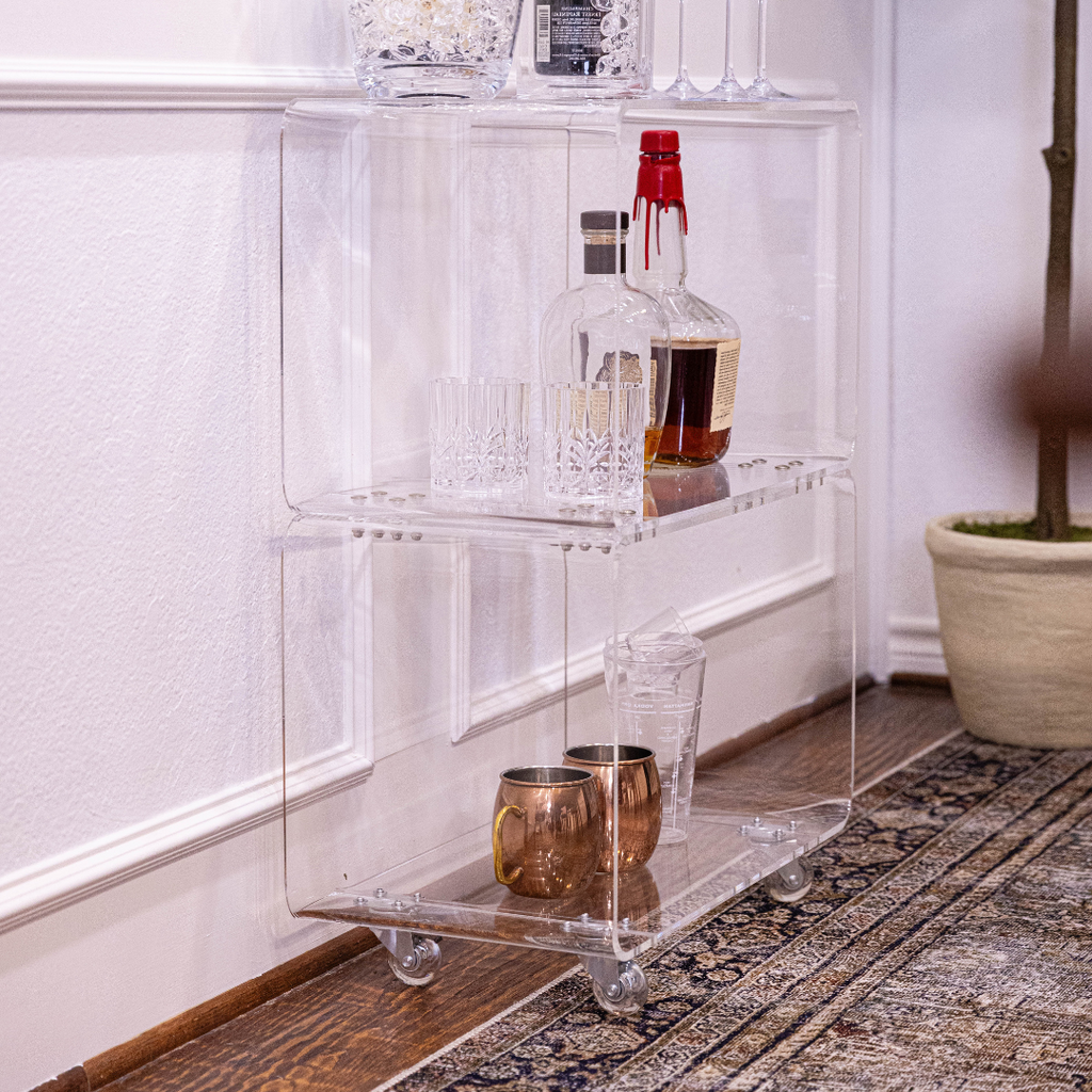 Clarté Acrylic Rolling Bar Cart