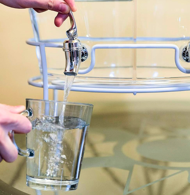 Acrylic Dual Beverage Dispenser W/ Metal Stand Clear Home Decor