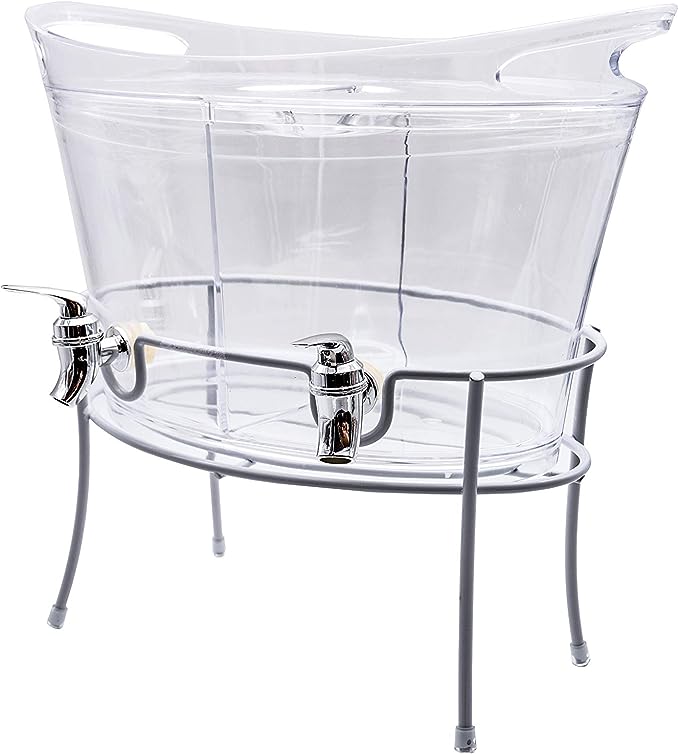 Acrylic Dual Beverage Dispenser W/ Metal Stand Clear Home Decor
