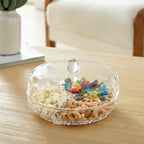 3-Section Round Snack Tray With Cover