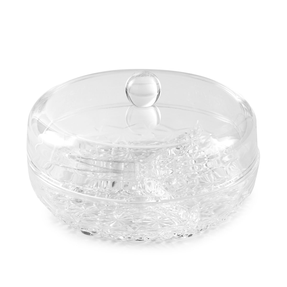 3-Section Round Snack Tray With Cover