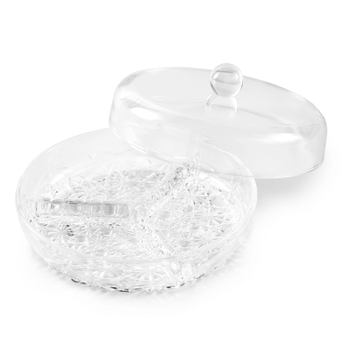 3-Section Round Snack Tray With Cover