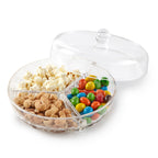 3-Section Round Snack Tray With Cover