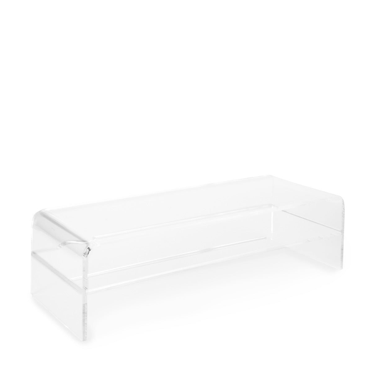 Clarté Acrylic Media Riser Stand with Shelf