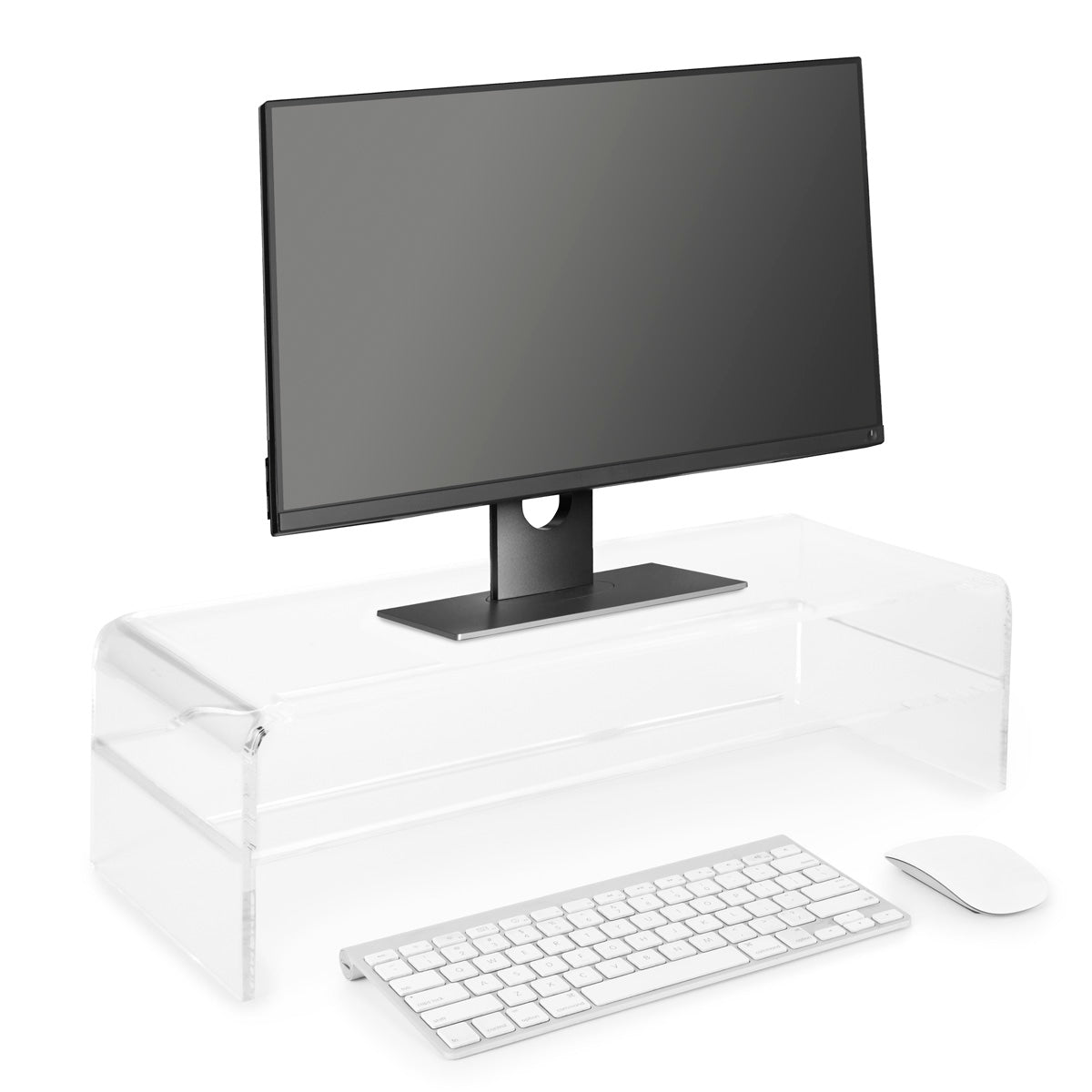 Clarté Acrylic Media Riser Stand with Shelf