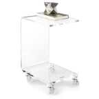 Clarté Acrylic Rolling C-Table with Wheels