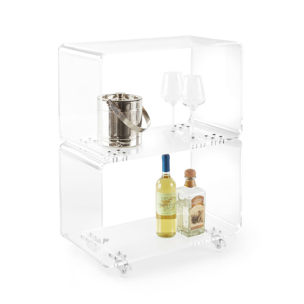 Clarté Acrylic Rolling Bar Cart