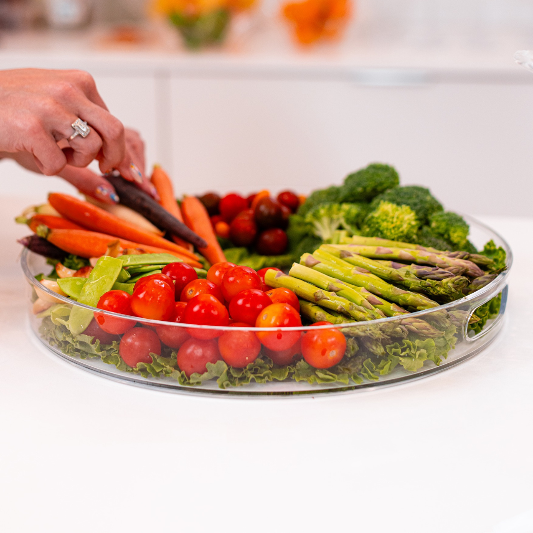 15" Round Serving Tray With Handles