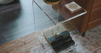 Clarté Acrylic Rolling C-Table with Wheels