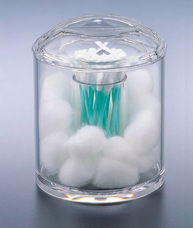 Acrylic 2-In-1 Diamond-Lid Cotton Ball & Swab Box – Clear Home Decor