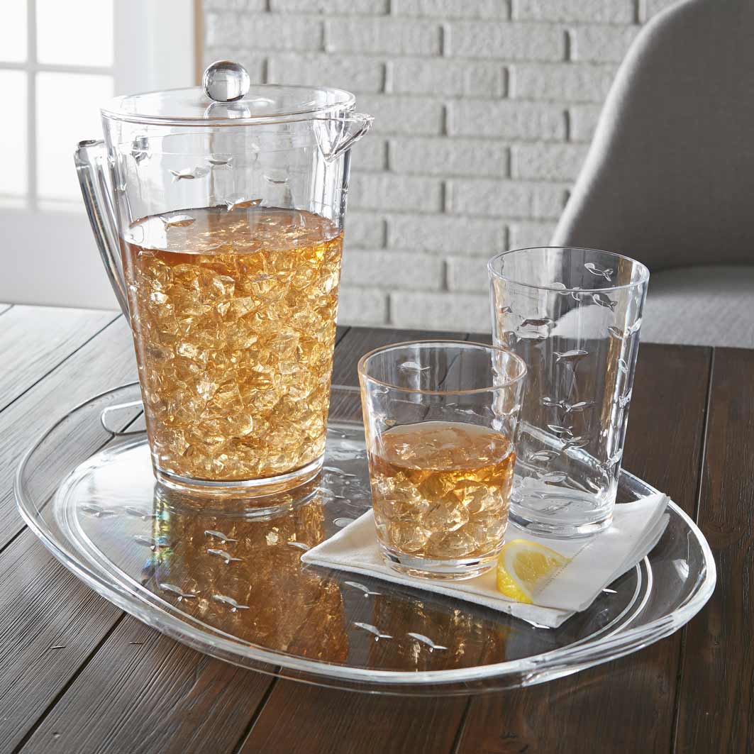 2.5 Quart Embossed Fish Pitcher with Lid