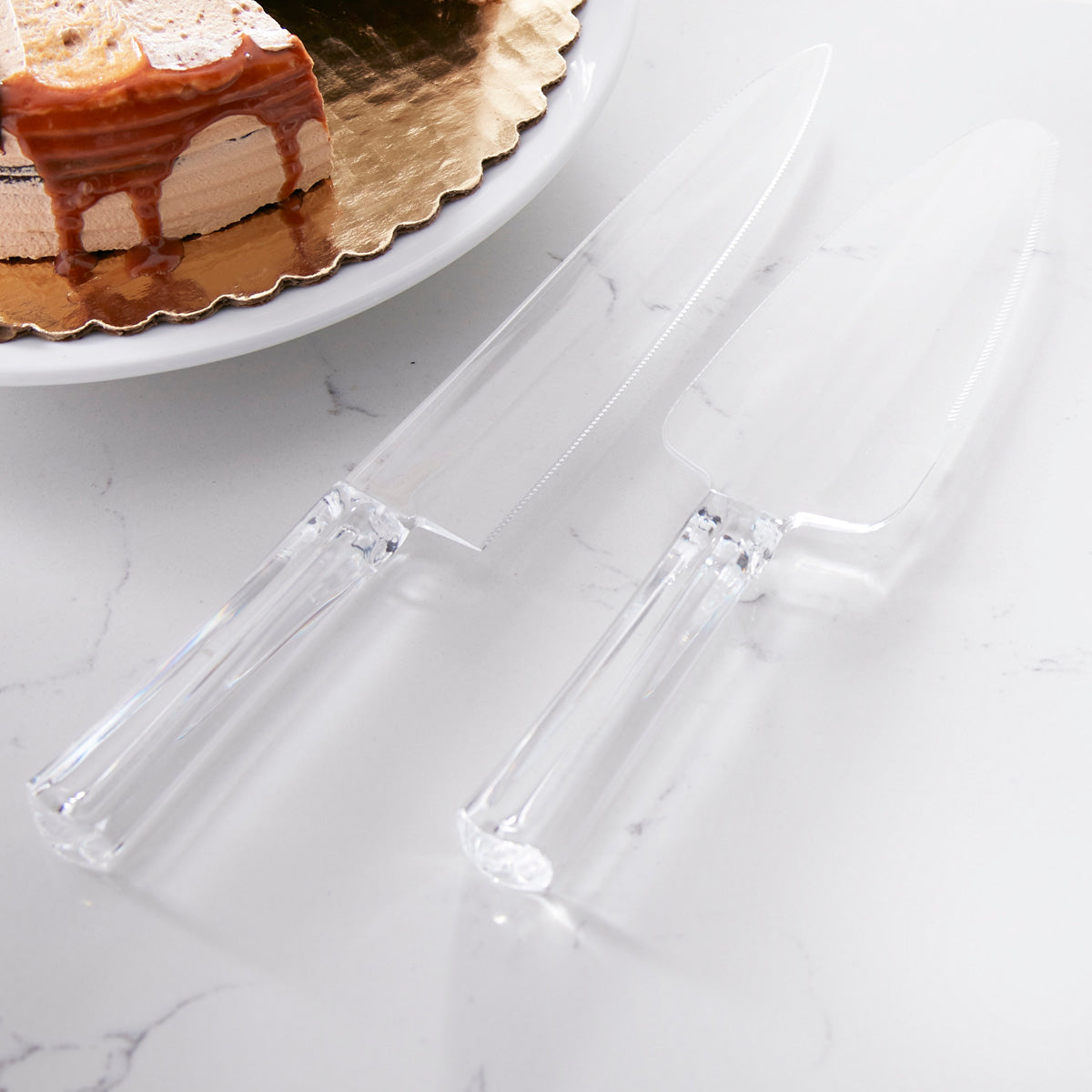 Cake Knife Set W/acrylic Handle Clear