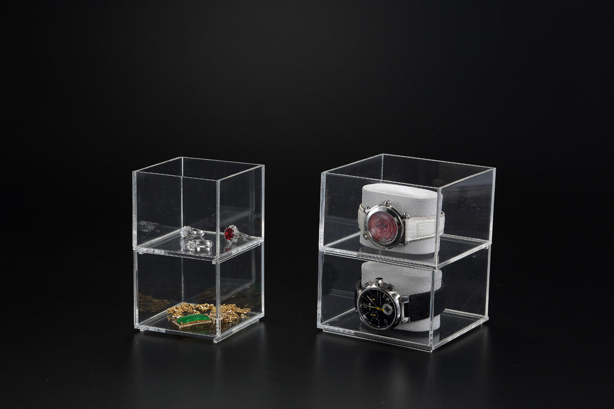 Acrylic 4” Sq. 5-Sided Stacking Display Box – Clear Home Decor