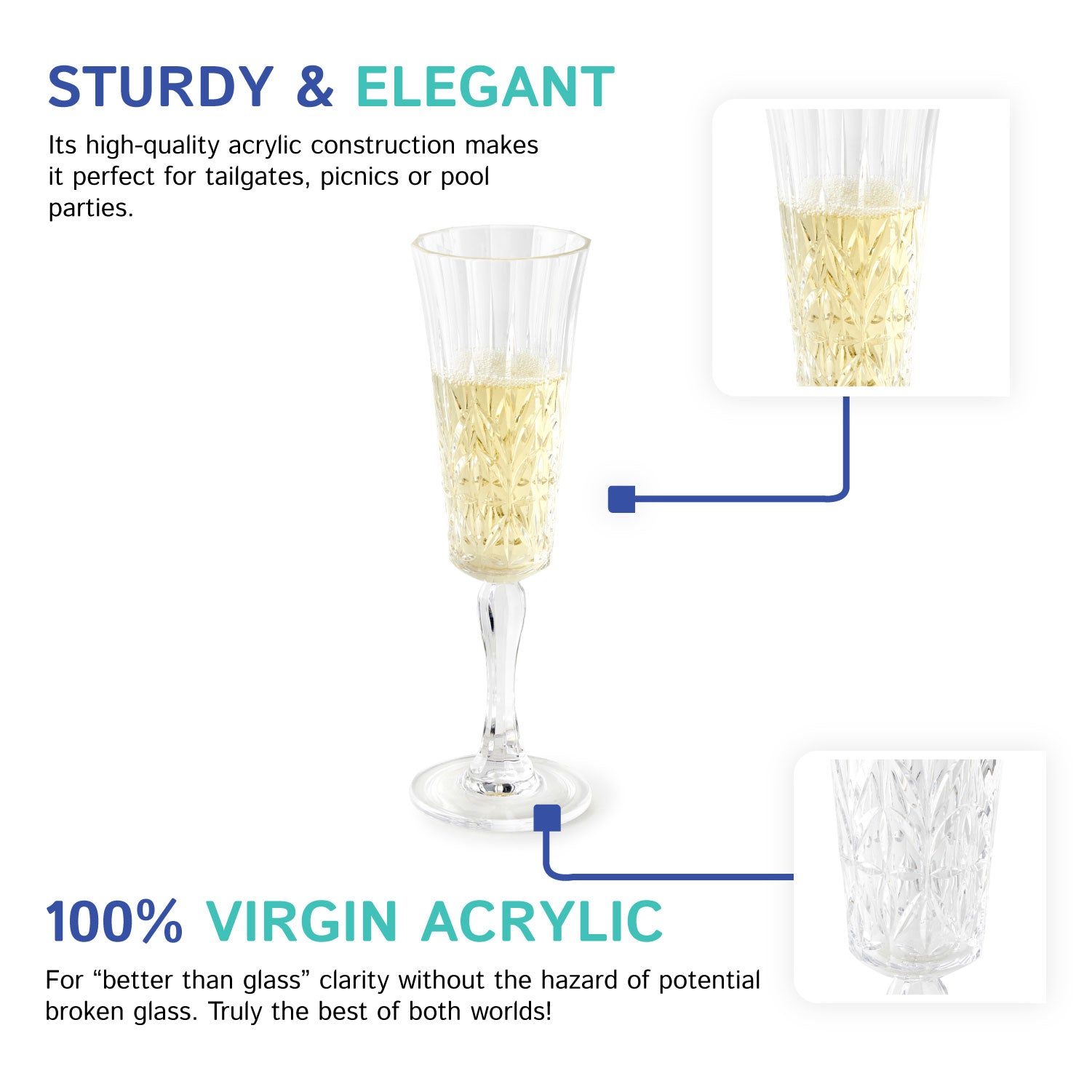 Royal Carved Stemmed Champagne Glass