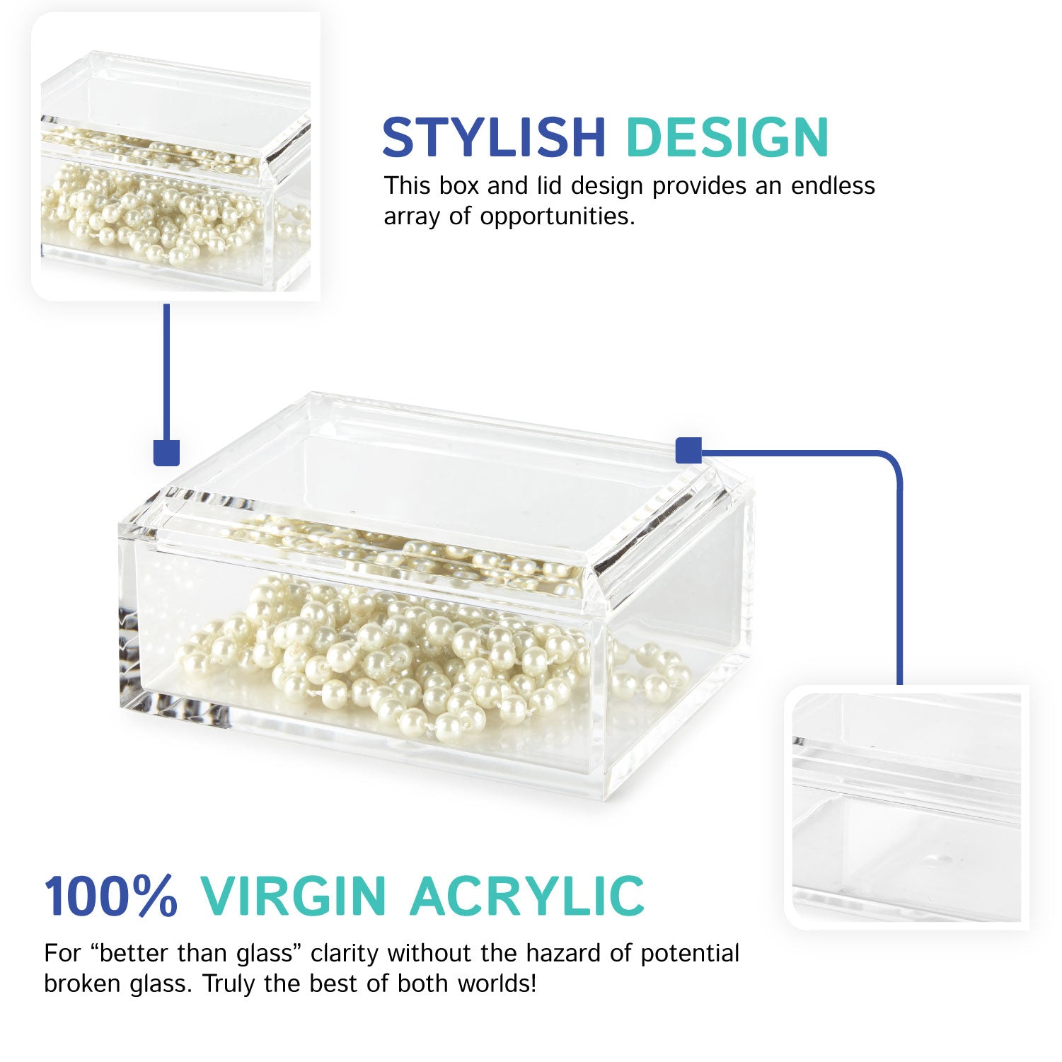 Rectangular Jewelry Box Acrylic 3X5 Rectangular Jewelry Box – Clear Home Decor
