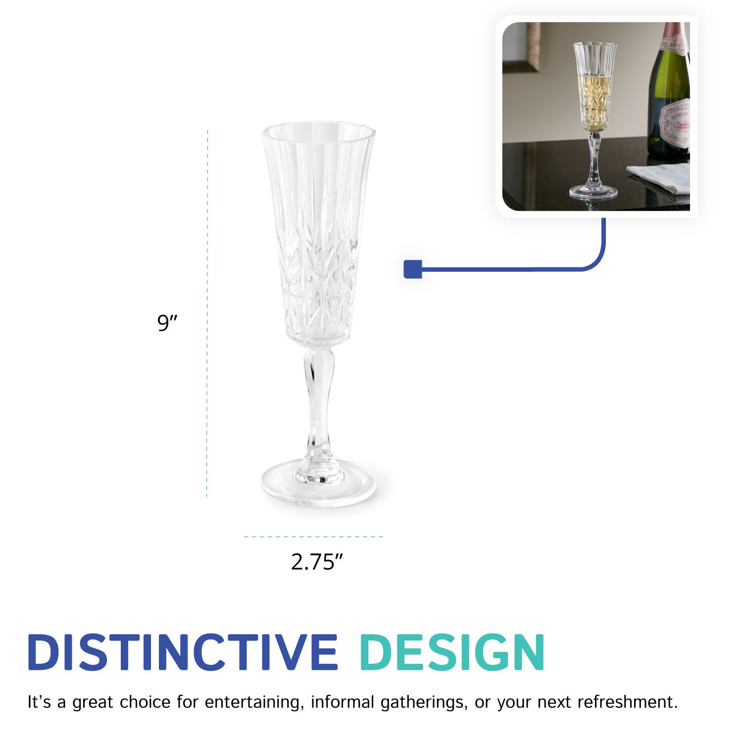 Royal Carved Stemmed Champagne Glass