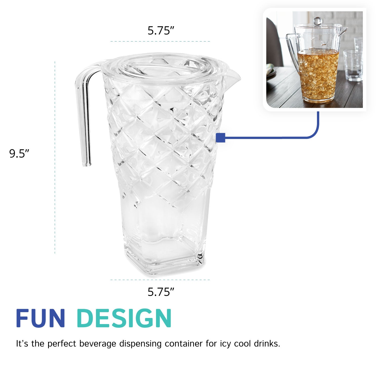 1.8 Liter Pineapple Pitcher with Lid