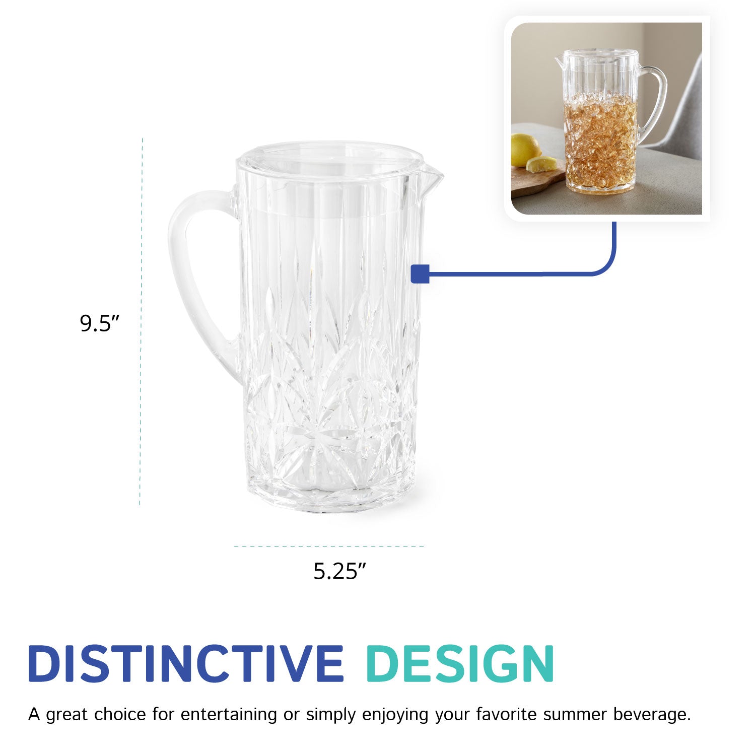 2.5 Liter Royal Carved Pitcher with Lid