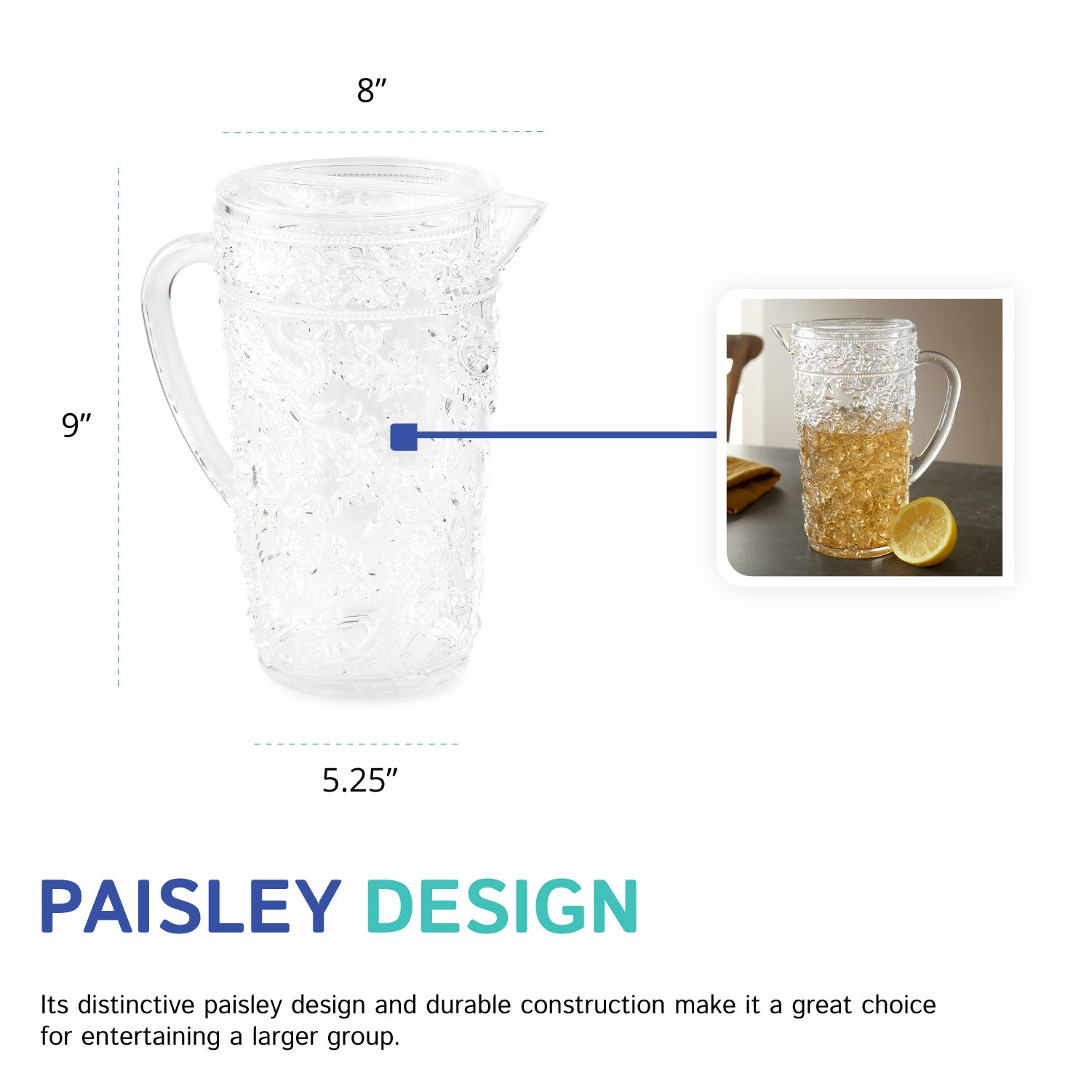 2 Liter Paisley Pitcher