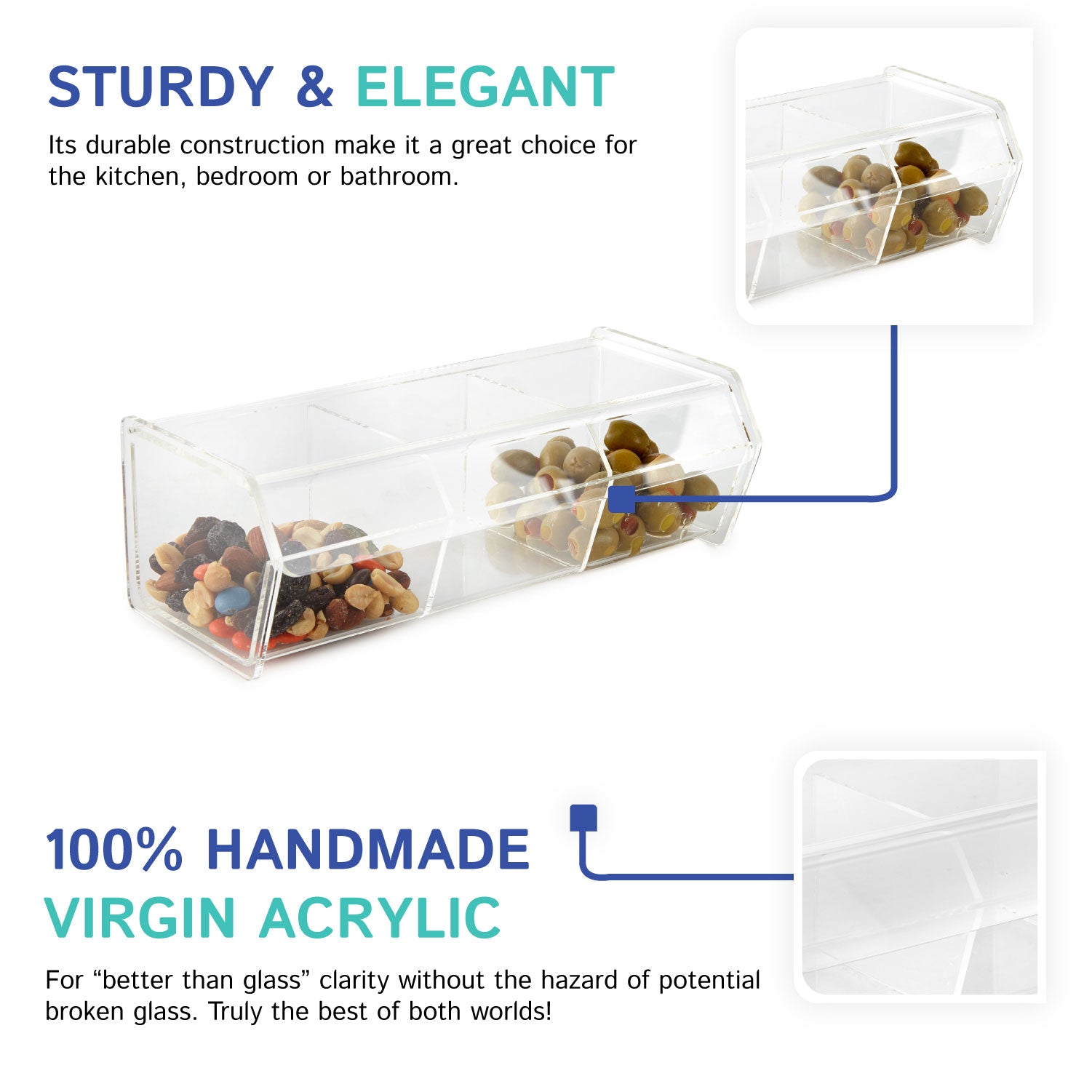 3-Compartment Box with Hinge Lid