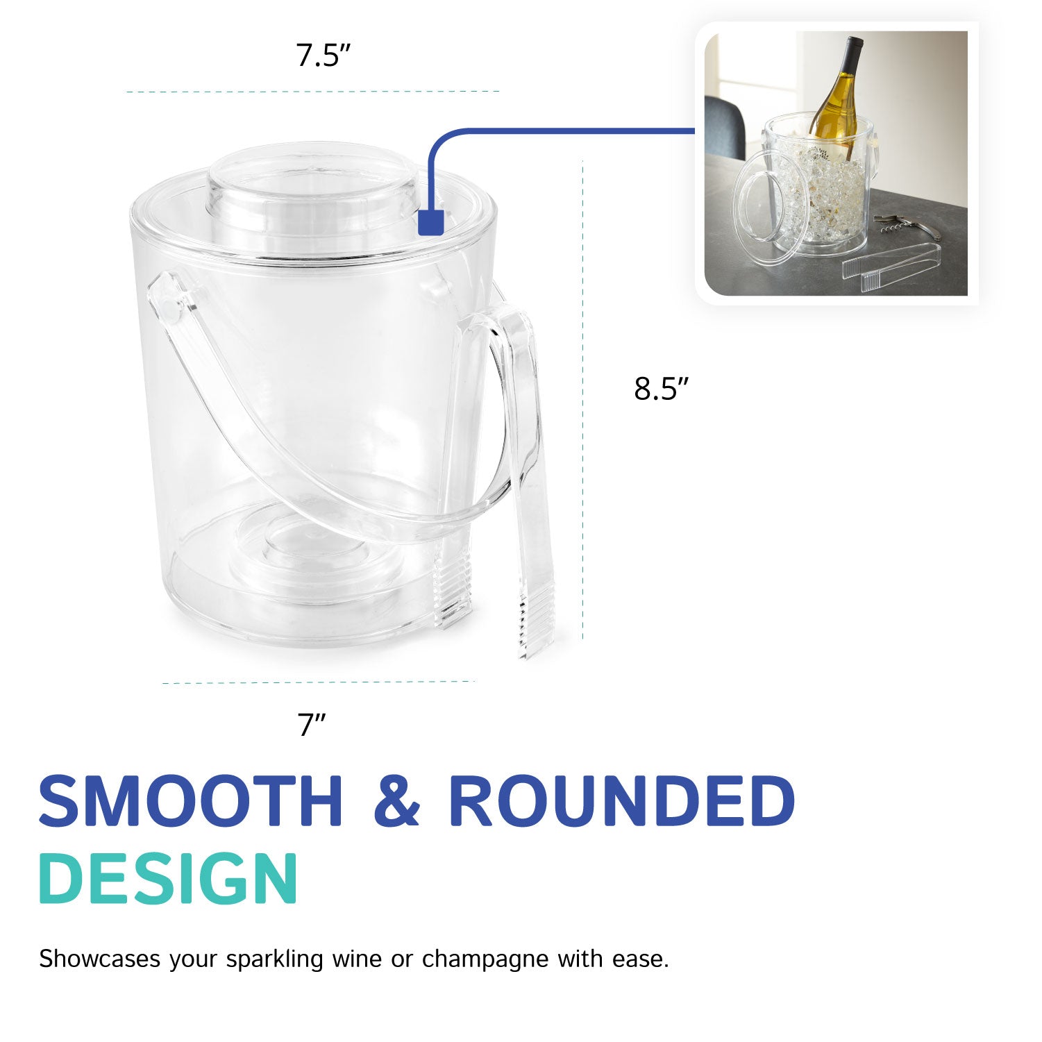3-Qt. Ice Bucket W/ Tongs
