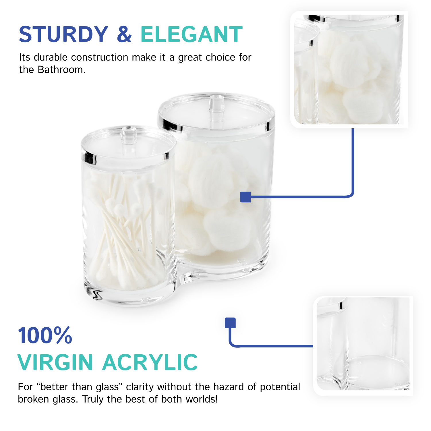 Rounded 2 in 1 Cotton Ball and Swab Container