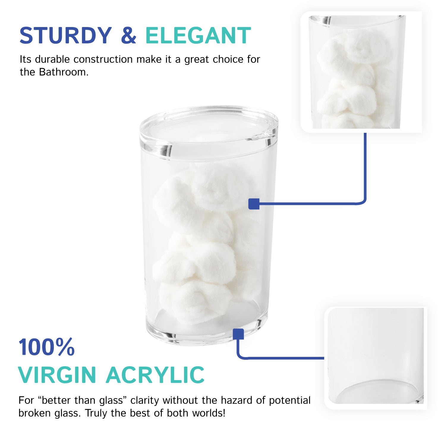 Heavy Lid Oval Cotton Ball Keeper