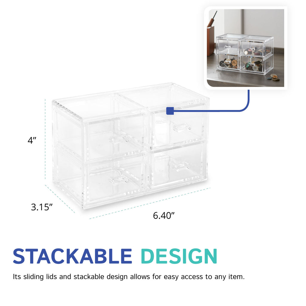 Four Drawer Stackables Acrylic Upright 4-Drawer Chest (Stackable) – Clear Home Decor