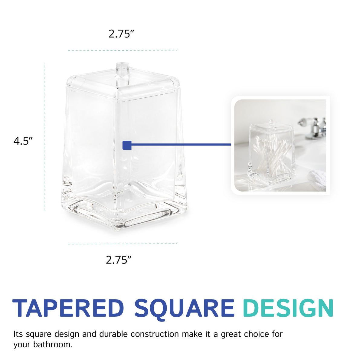 Acrylic Square Tapered Swab Box – Clear Home Decor