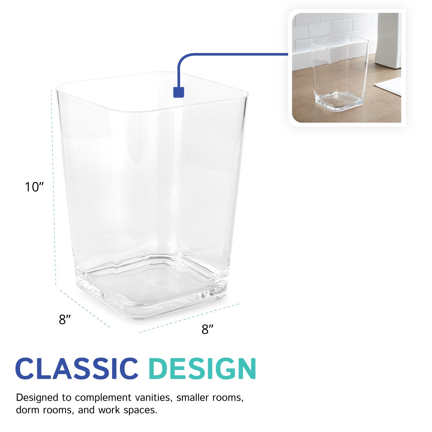 Acrylic Wastebasket Trash Can